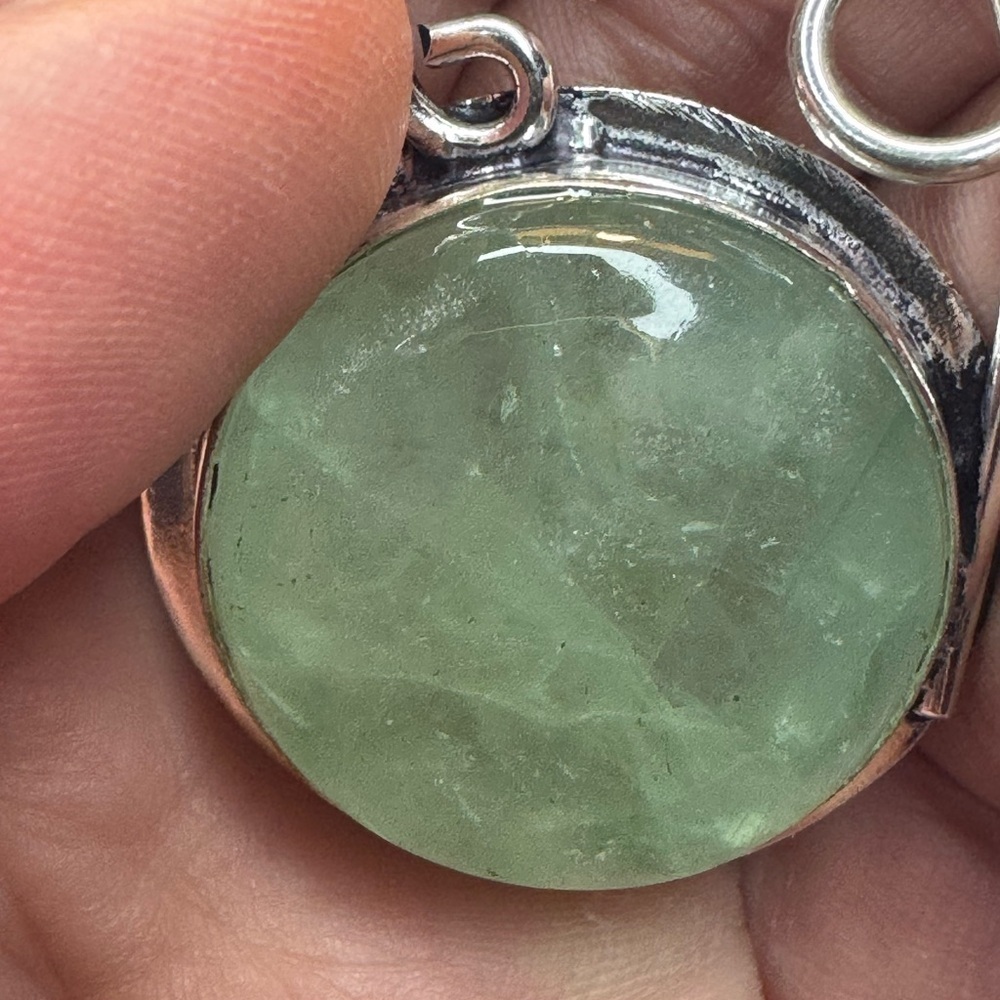 925 Silver Plated Huge Aquamarine Round Pendant Gemstone Size 1.8" - Picture 2 of 7